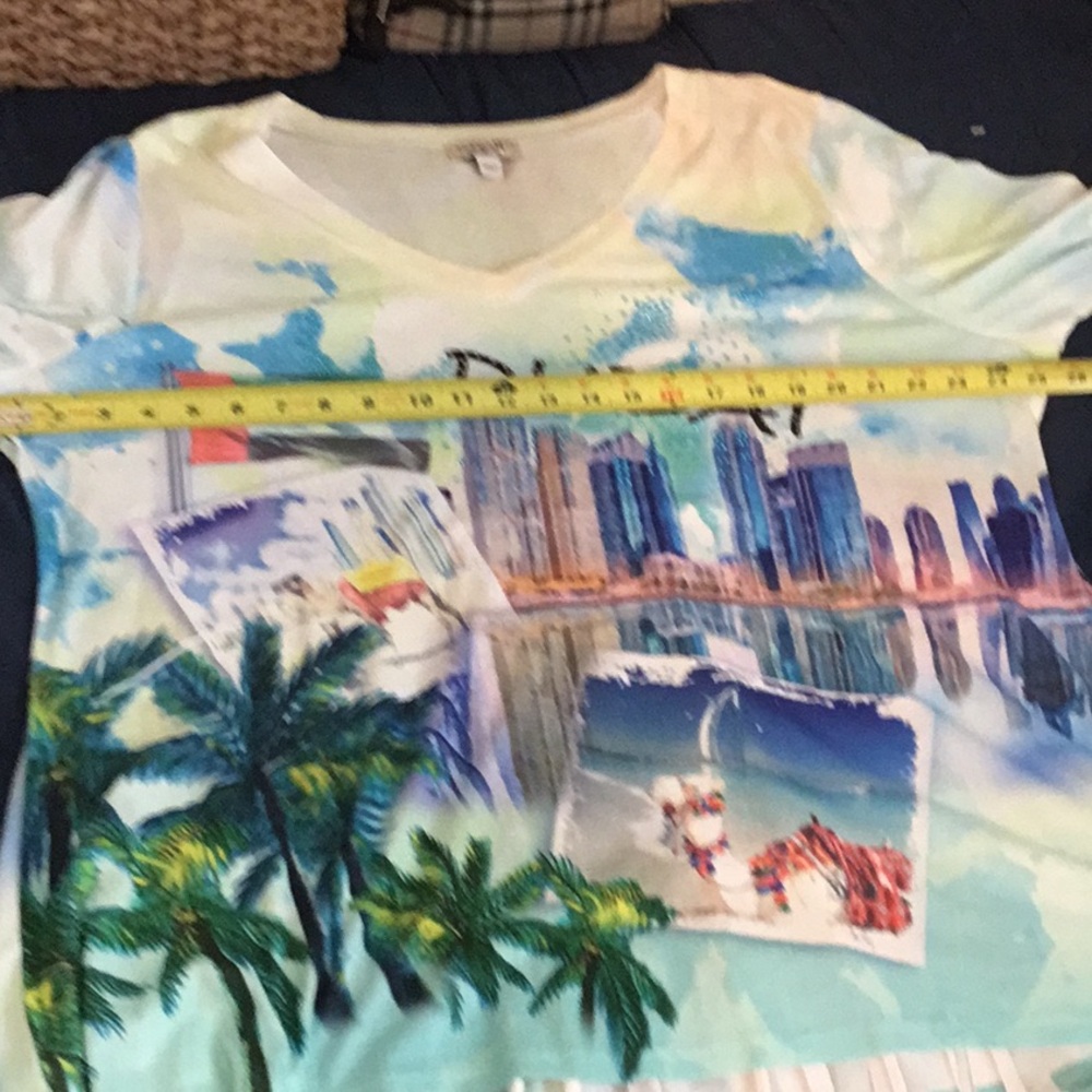 NWOT ONE WORLD Cream DUBAI V-Neck High Low Tunic Top - Picture 10 of 16